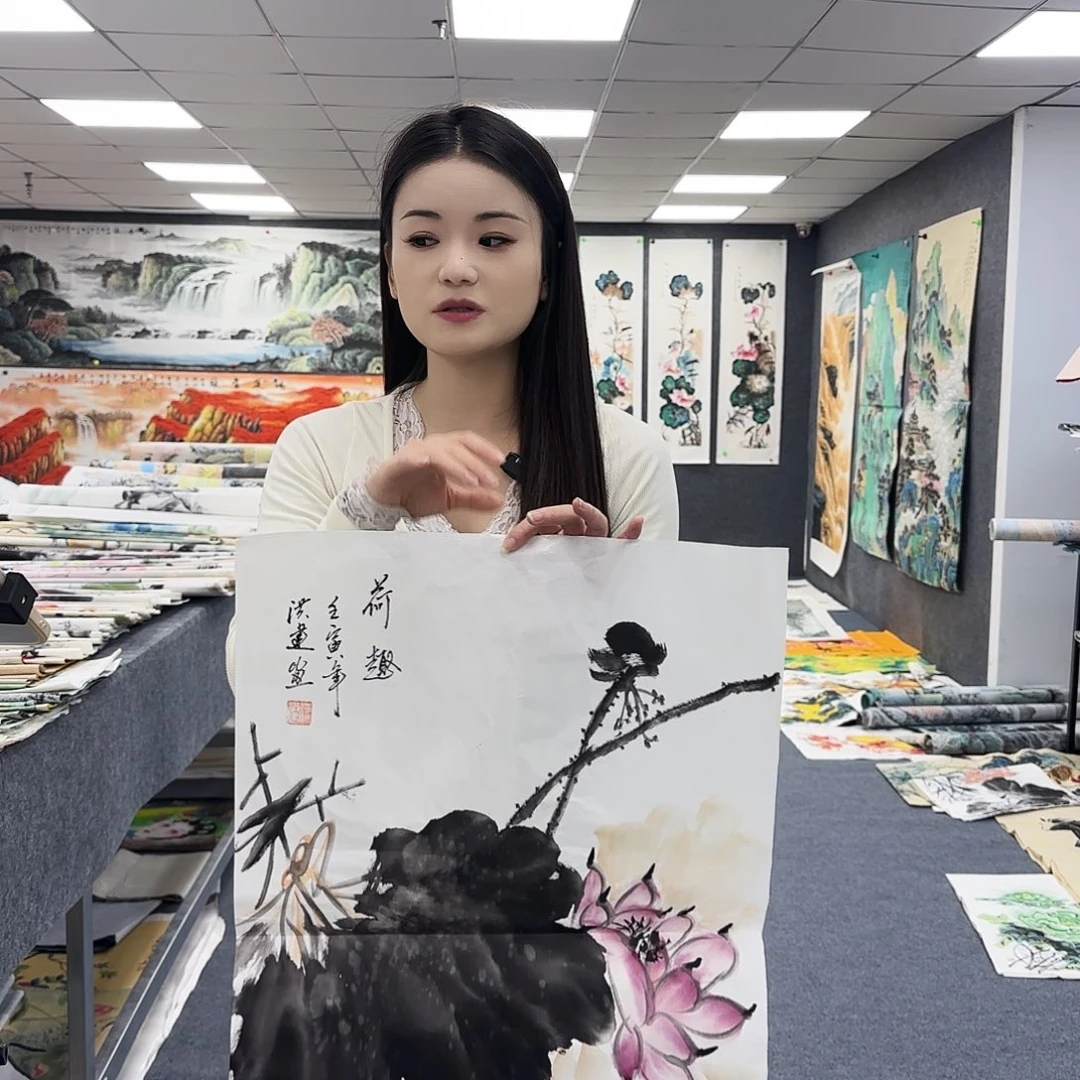 国画作品小姐姐放漏中