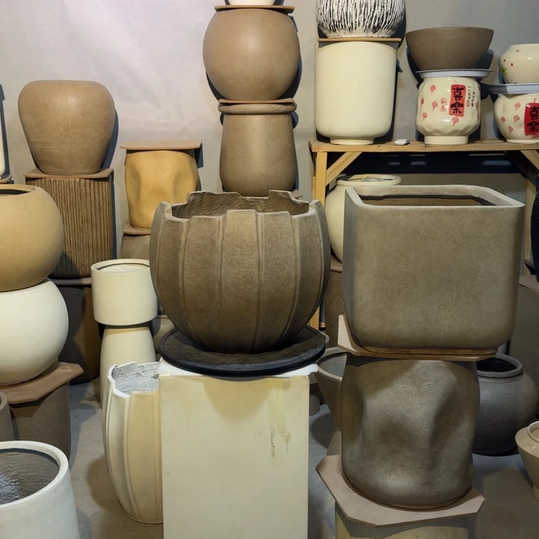 复合镁泥材质花边花盆