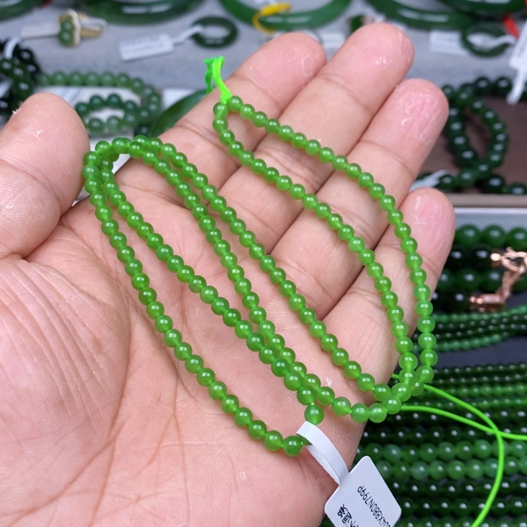 项链未镶嵌和田玉（碧玉）4m m