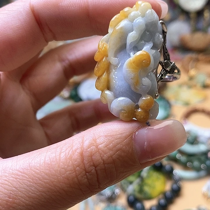 翡翠戒指银S925镶嵌E****恋貔貅戒指