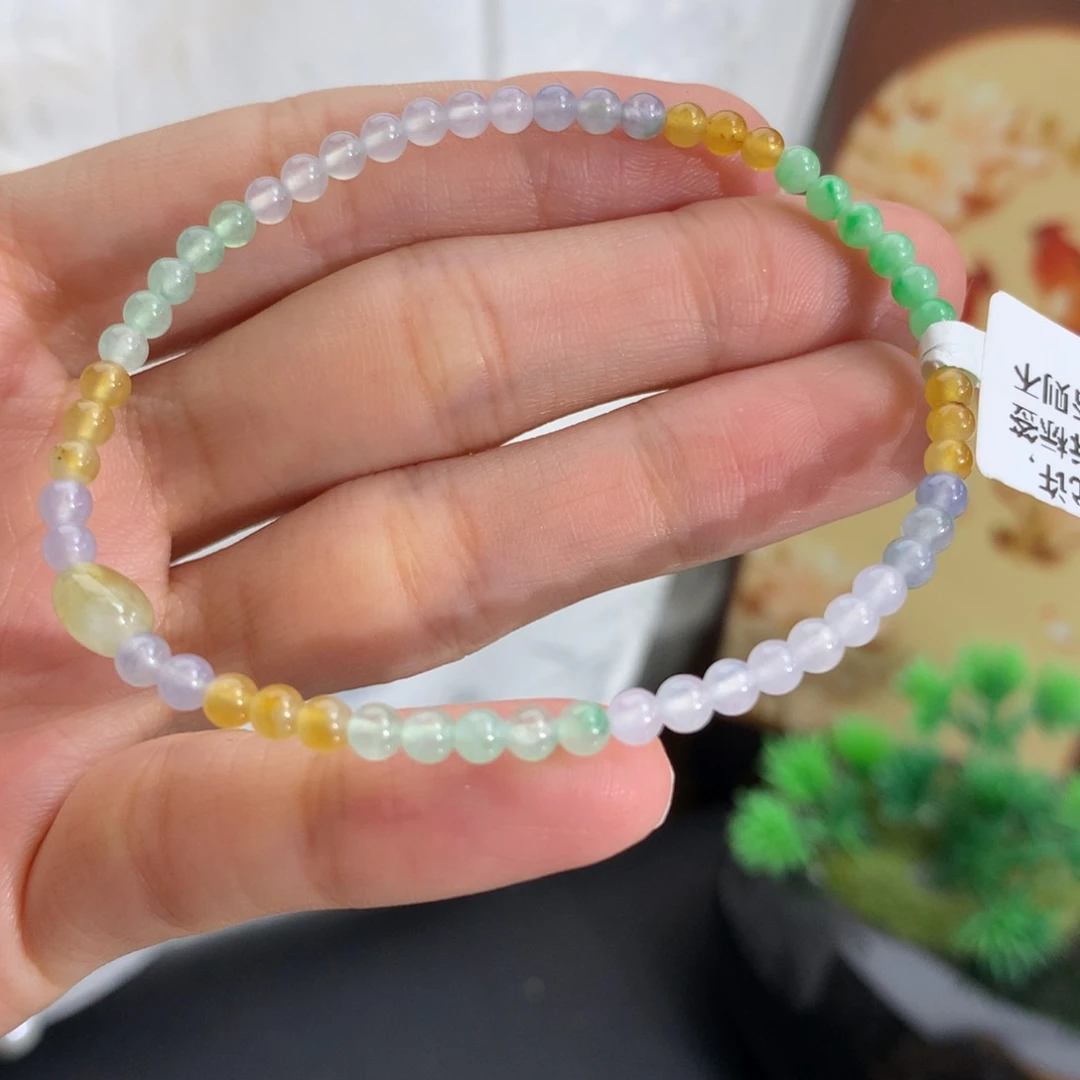 翡翠未镶嵌手串卡3.5冰胶马卡龙手串