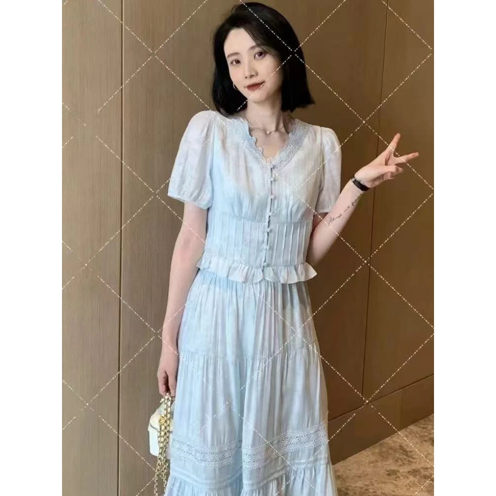 【1168人收藏】套装轻熟风两件套2025新款夏季胖妹妹时尚气质上衣半