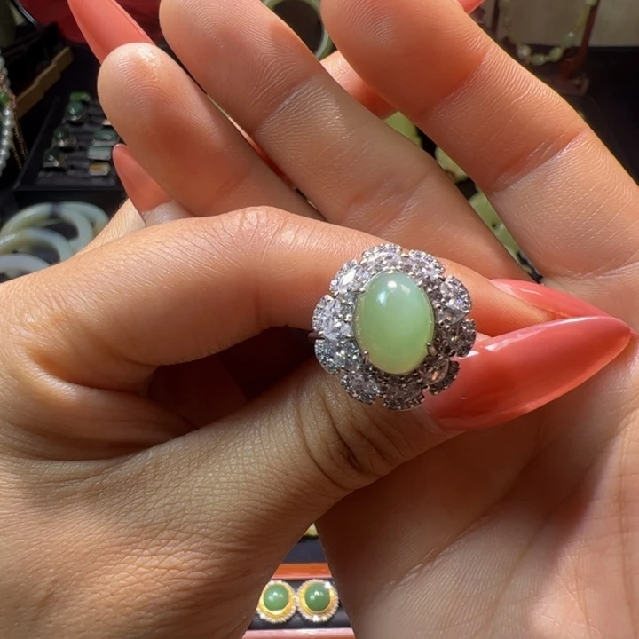 和田玉（碧玉）颈饰银S925镶嵌