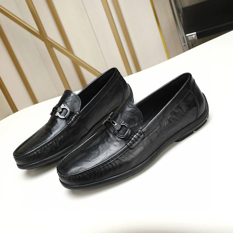 新款高档手工乐福鞋真皮牛皮男士软面豆豆鞋英伦男士开车专用鞋