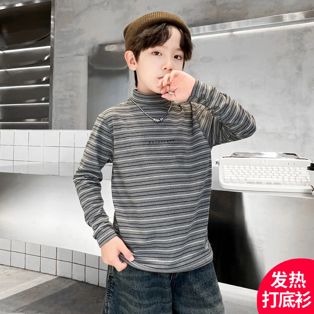 男童春秋款绒衫打底衫卫衣2025新款中大儿童男孩潮A5382
