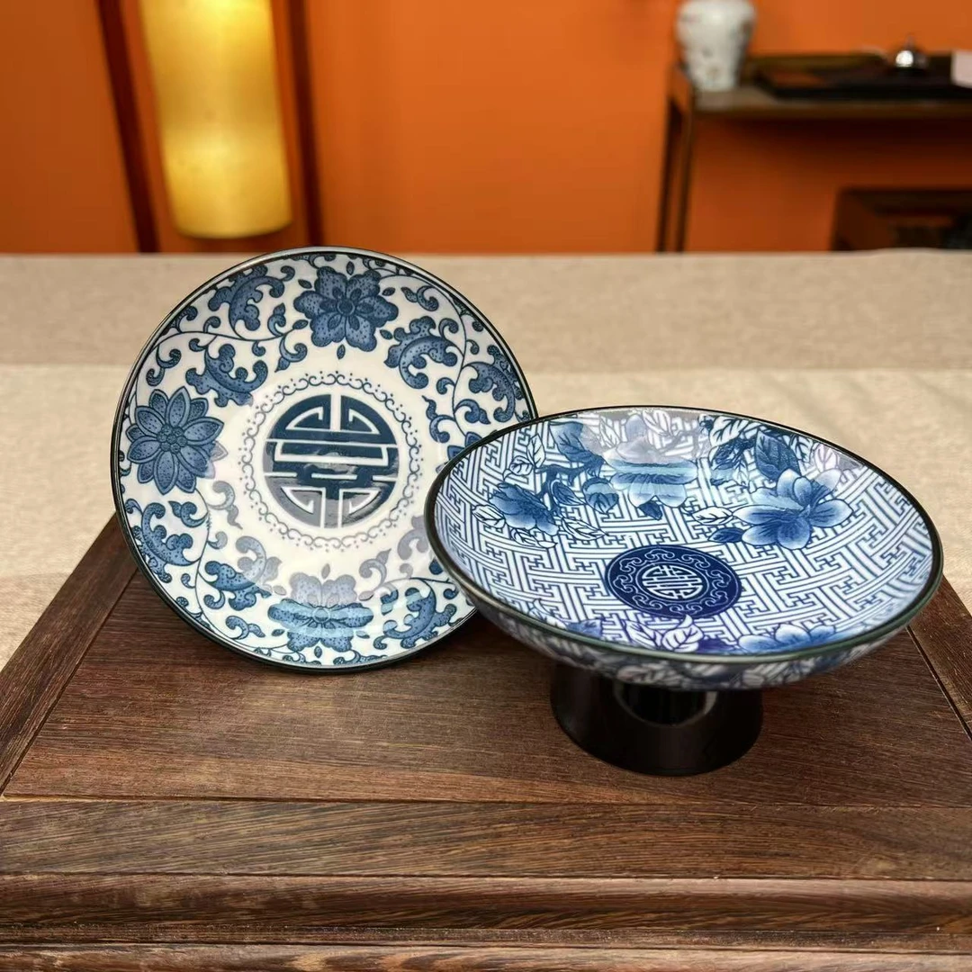 青花万福果盘+缠枝莲果盘ZH1998