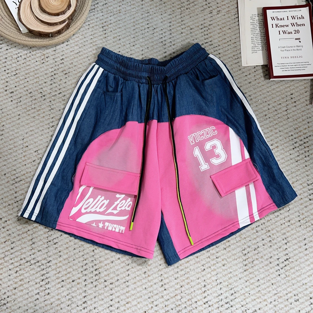 2025夏季新款做旧字母印花休闲短裤4346