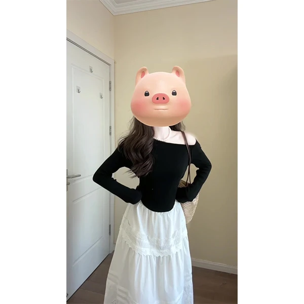 2025夏季新款针织打底衫女早秋长袖修身显瘦t恤上衣半身裙套装