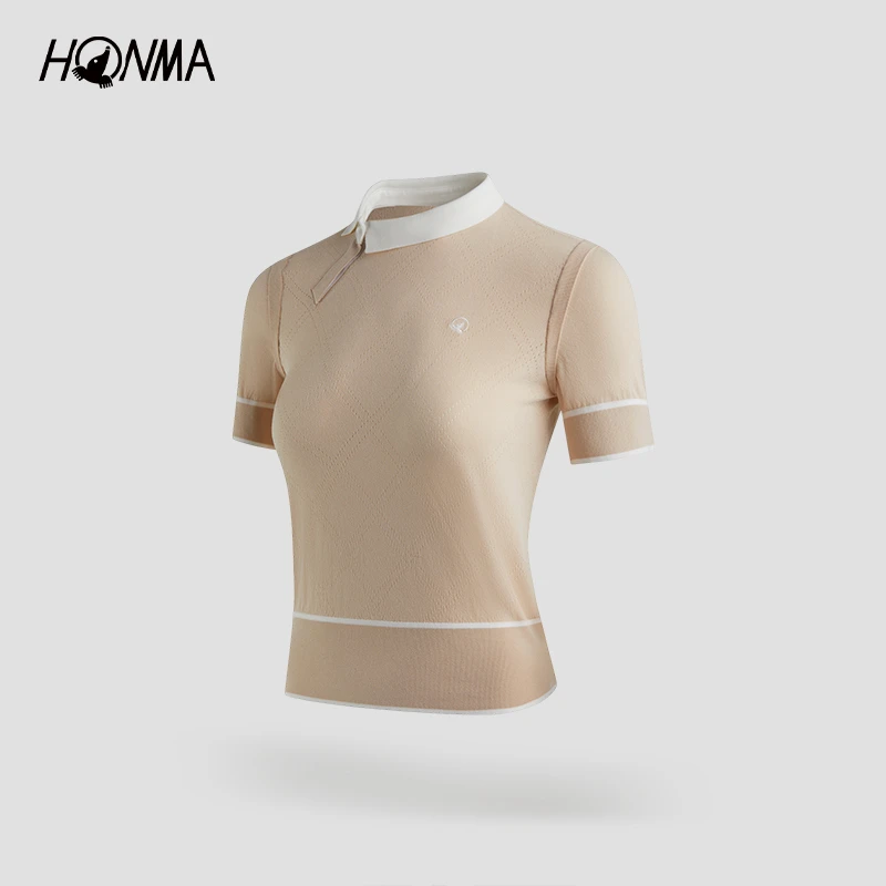 【专业高尔夫】HONMA女士短袖POLO衫针织舒适翻领时尚HWLC707R609