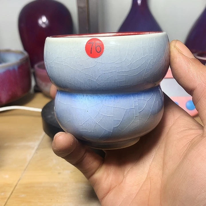 弈***龙纯手工制作，钧瓷杯子钧瓷杯子