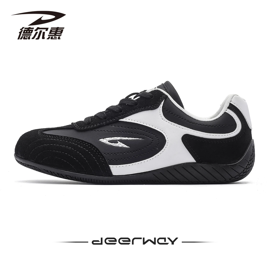 德尔惠女鞋复古运动赛车鞋2025夏季新款轻便百搭时尚平底德训鞋女