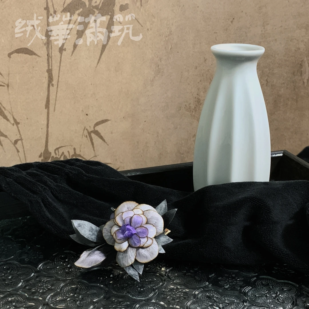 【允棠】非遗古风桑蚕丝绒花蝶贝芙蓉花鸭发夹日常百搭新中式