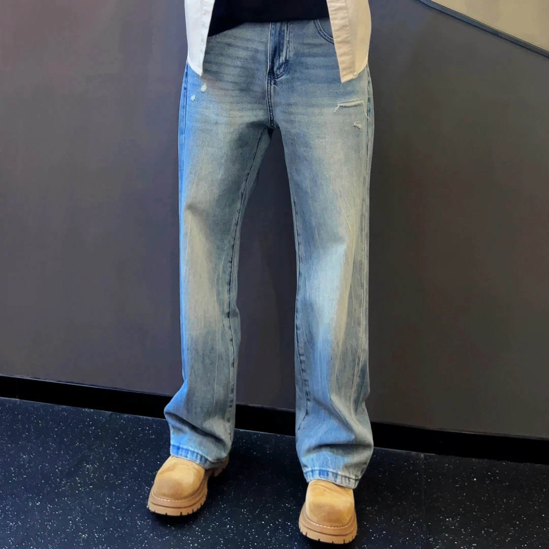 《APT》美式复古水洗浅蓝牛仔裤男款女款通勤百搭宽松裤子0028