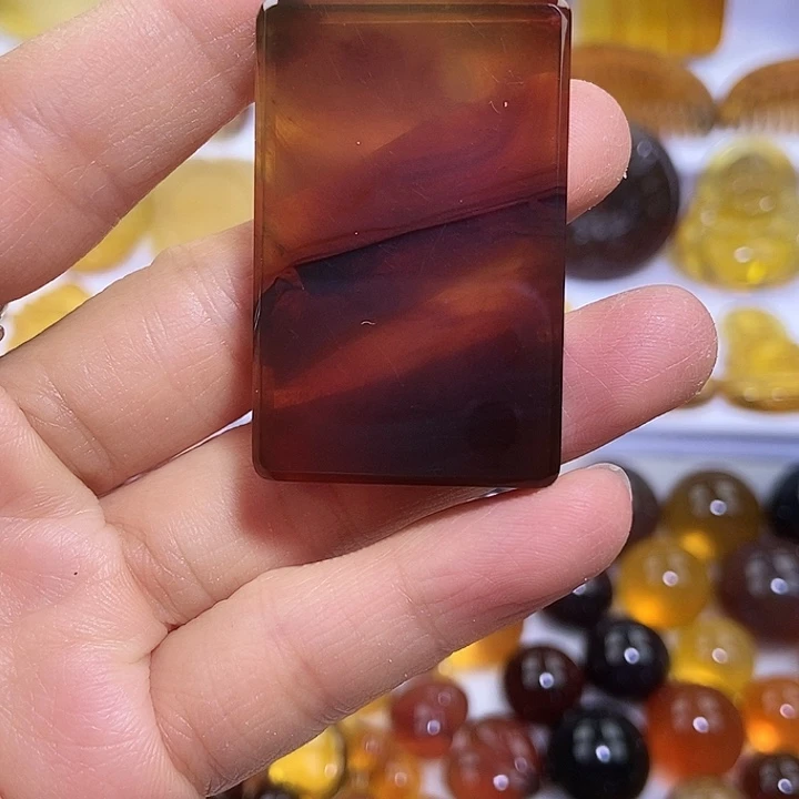 琥珀未镶嵌吊坠(不含链)天然缅甸琥珀棕血无事牌