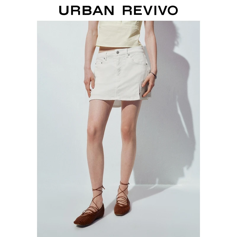 UR2025秋季新款女装简约纯色百搭小开衩休闲短裤UYY850197+