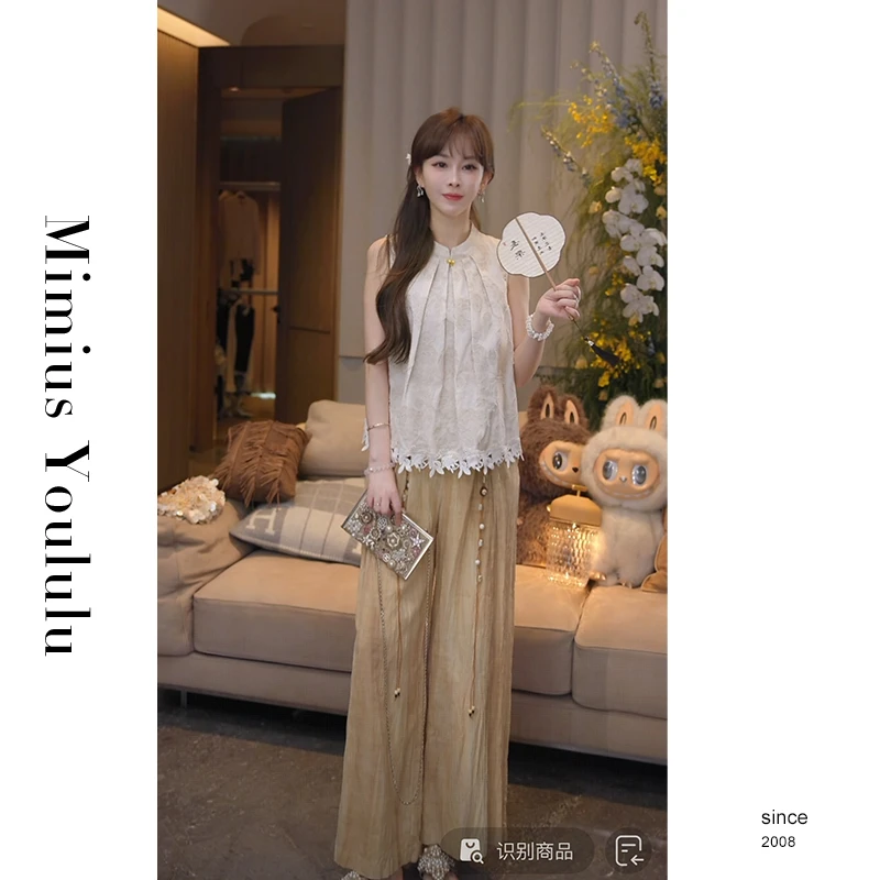 【mimius】肉 气质松弛感休闲盘扣马甲+长裤（后松紧腰含腰绳）G04479