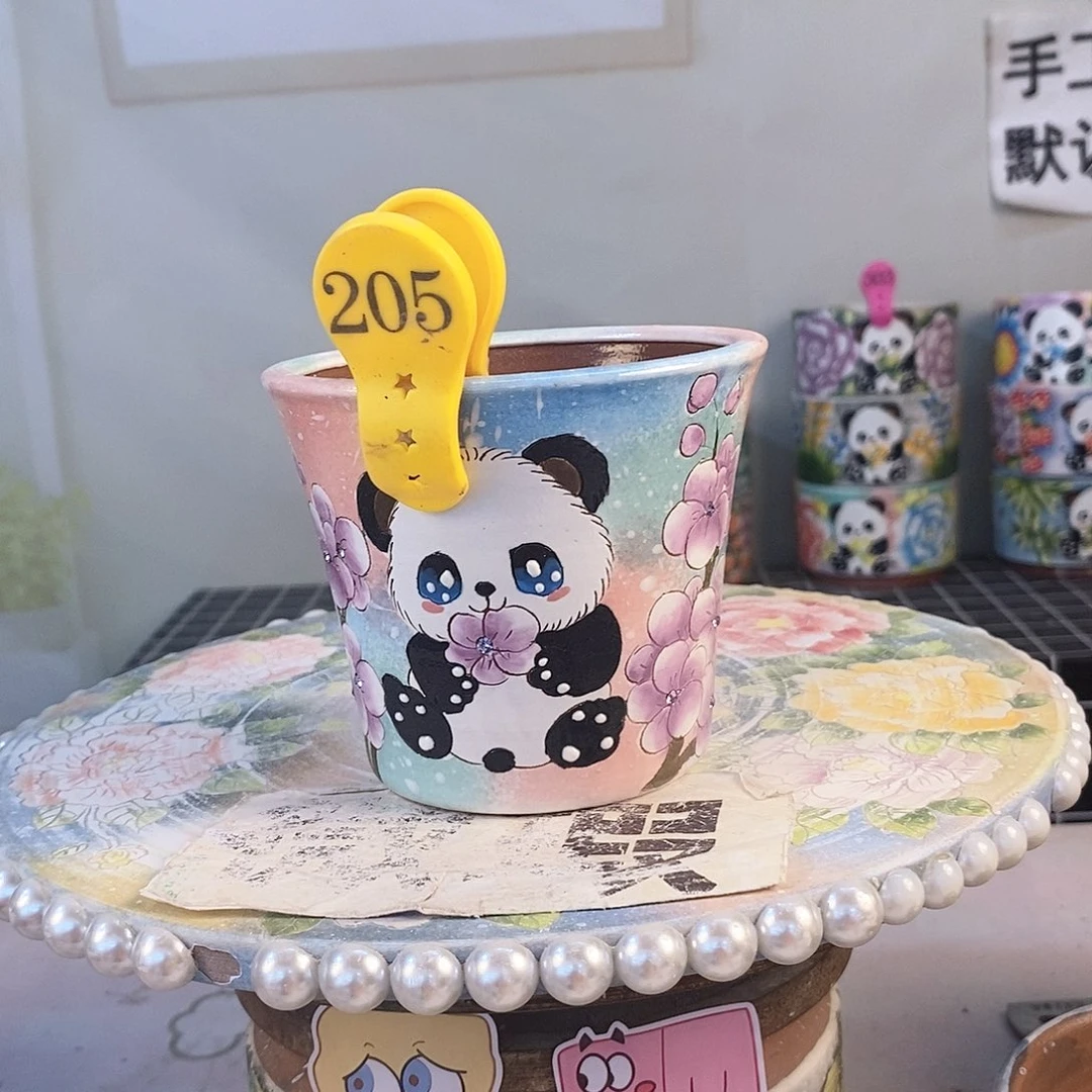 红泥花盆红陶手绘花盆