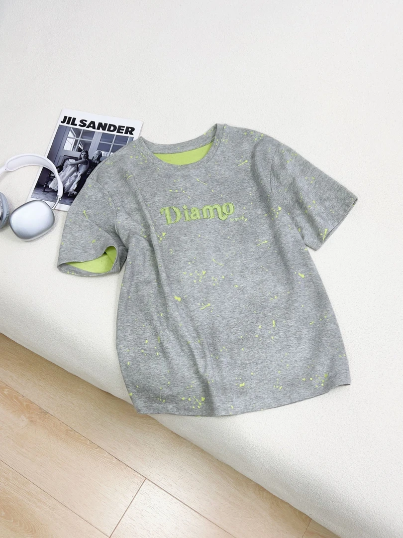 【女王洛克】韩版简约减龄字母刺绣圆领短袖t恤女洋气衣服女LK81749