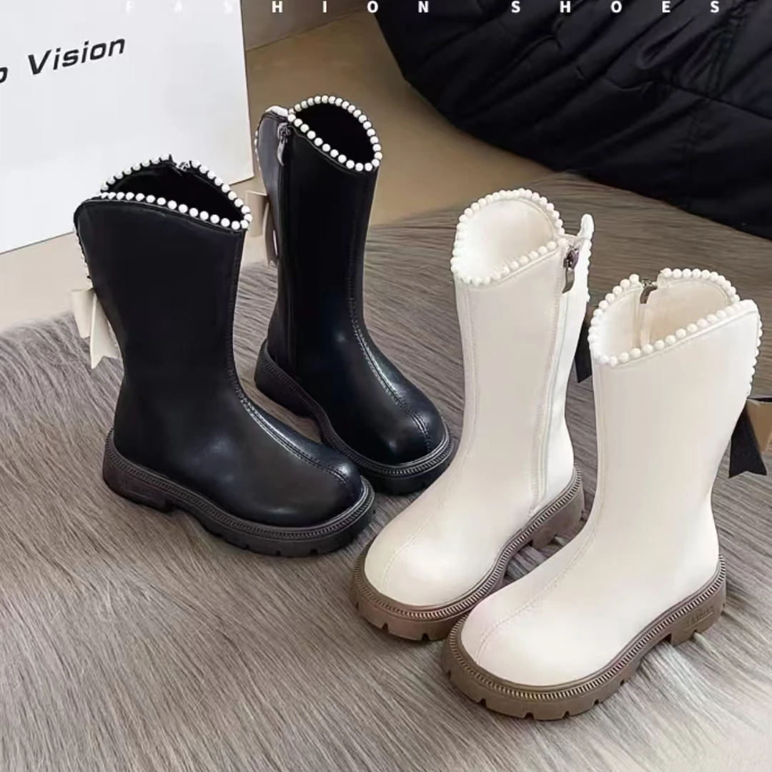 女童秋冬新款加绒公主长筒皮靴时尚百搭软底英伦风韩版冬季103