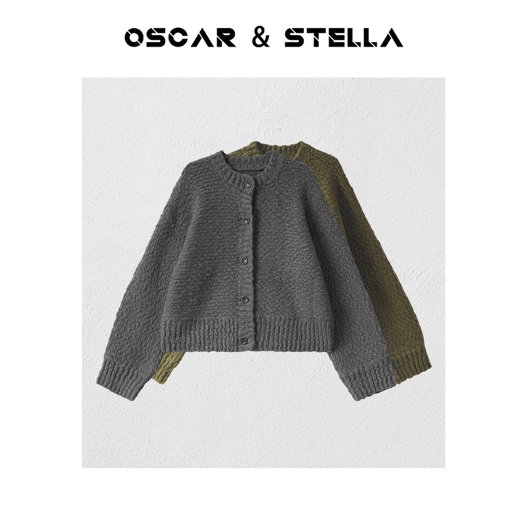 OSCAR&STELLA【罗曼底】设计感圆领保暖秋冬百搭开衫毛衣355-29372