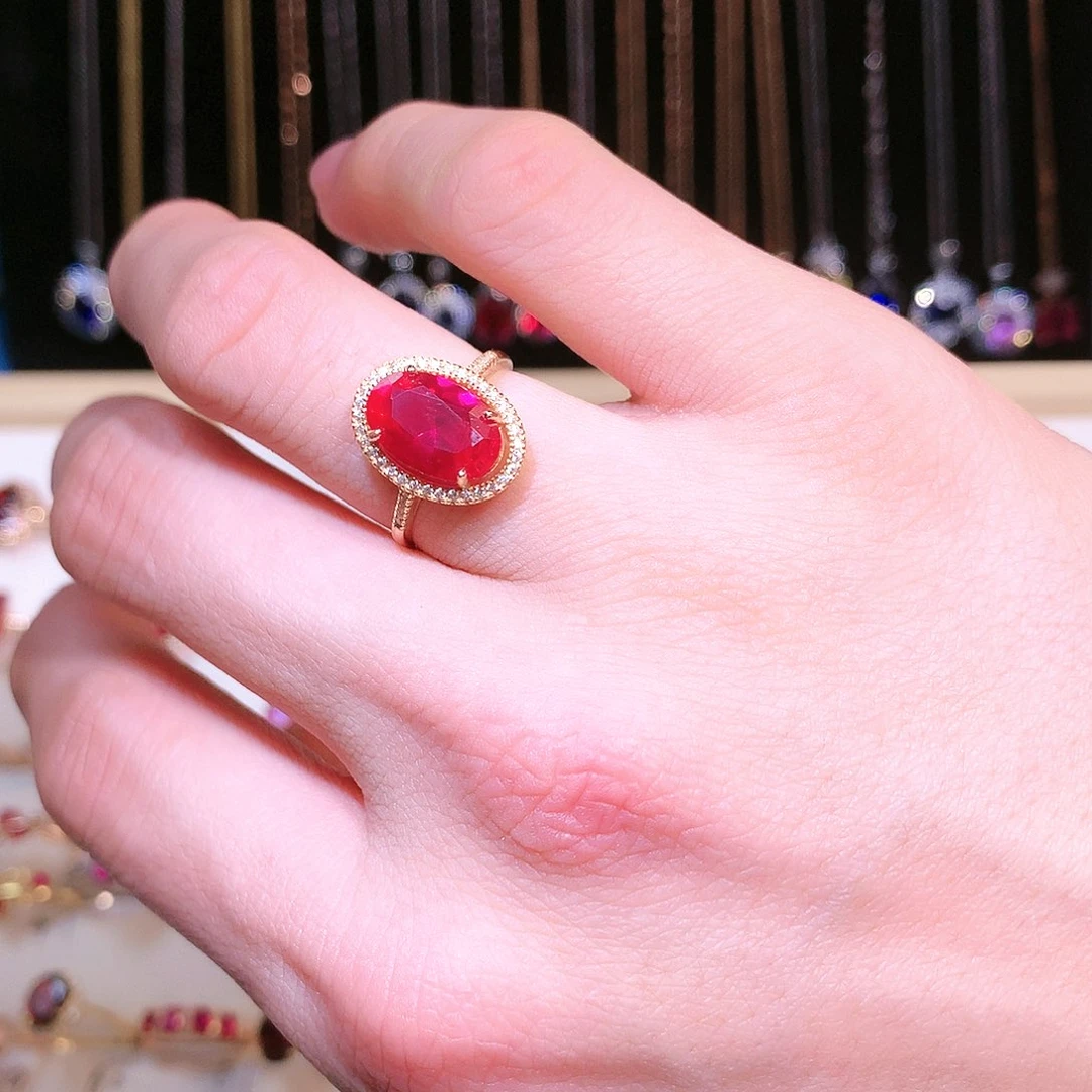 红宝石戒指银S925镶嵌