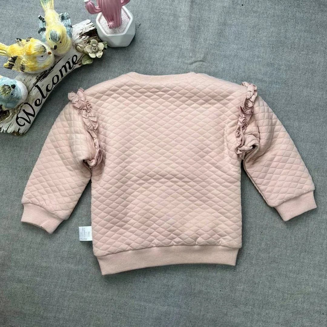 爱麻麻童装9042163女童秋冬针织双层加厚棉卫衣保暖百搭时尚简约