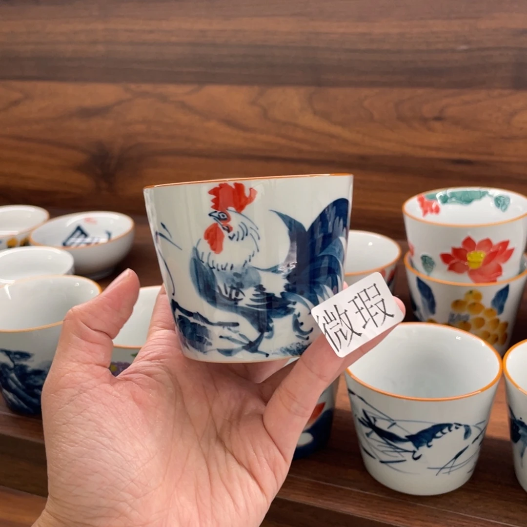 釉下手绘茶具微瑕