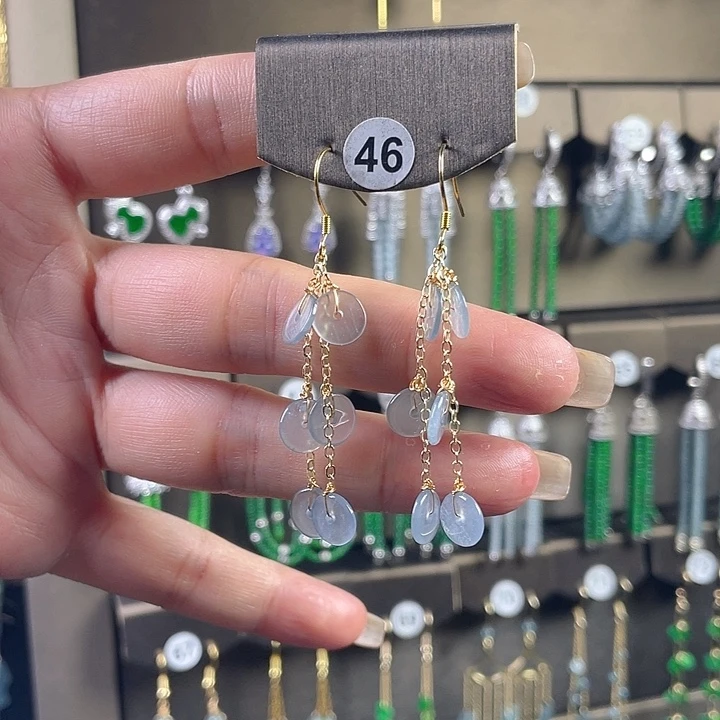 翡翠银S925镶嵌耳饰翡翠