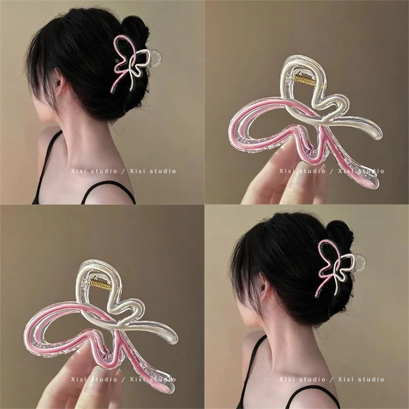 仲夏梦！渐变蝴蝶结抓夹！甜美百搭鲨鱼夹彩色发夹盘发器夹子头饰女