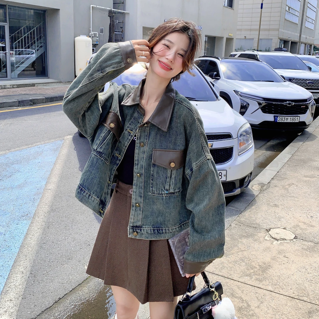 港风拽酷小个子女款牛仔外套2025秋季新款网红ins洋气短款夹克
