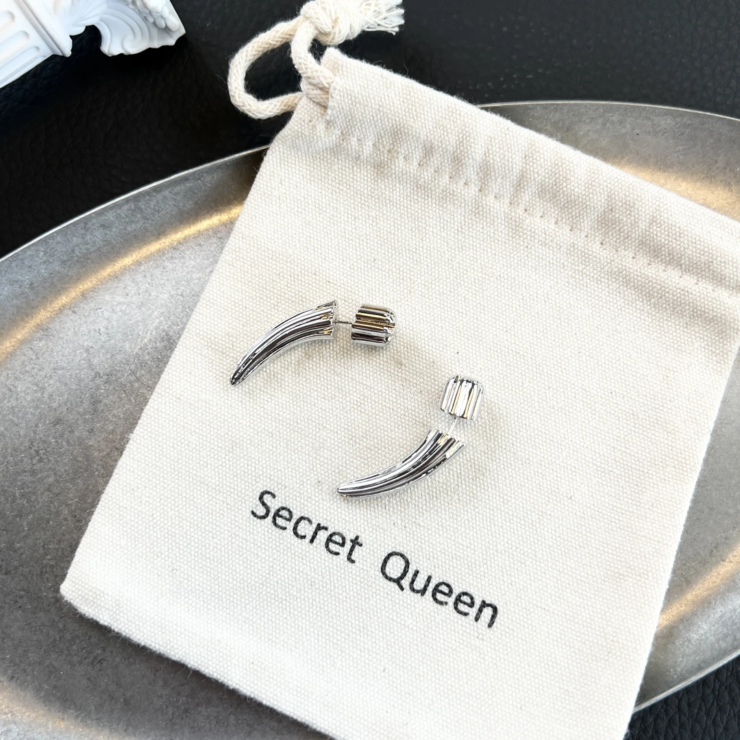 铜合金耳饰 小众设计月牙牛角耳钉前后戴AX107