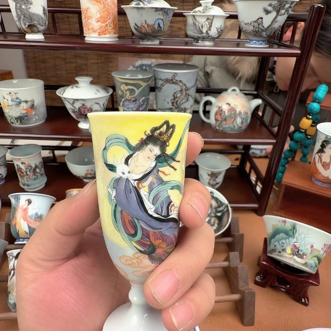 狐***诗瓷摆件景德镇陶瓷艺术