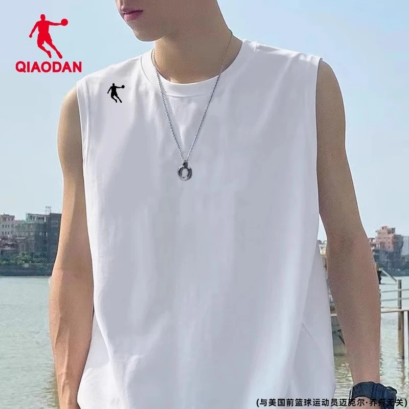 乔丹纯棉背心男夏季2025新款无袖T恤白色打底衫运动健身篮球坎肩