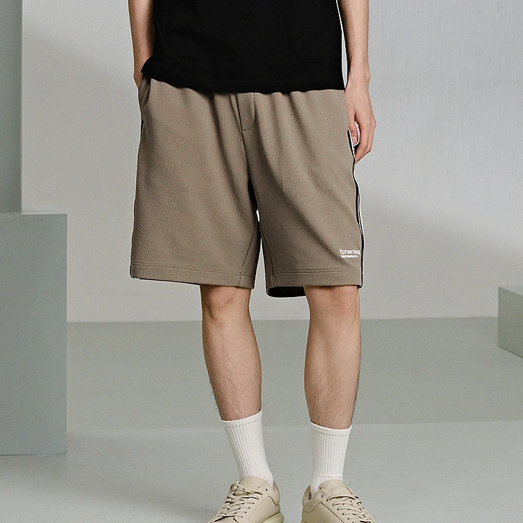 GXG男装 肌理感休闲短裤织带运动短裤 25年夏G24X222010