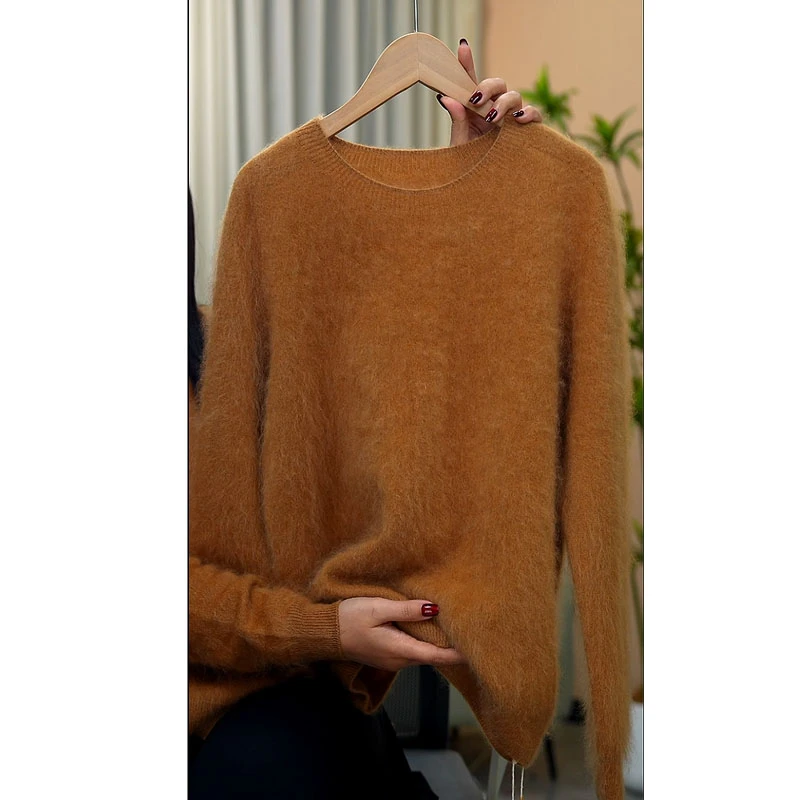 【100%山羊绒】拉绒工艺 无缝圆领打底衫