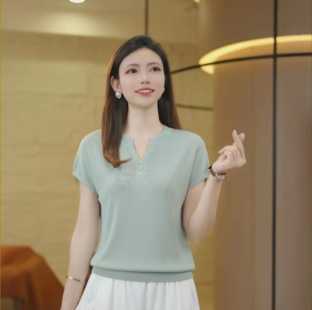 新款欧若风1】夏季新款时尚套头薄款纯色上衣