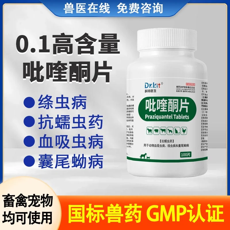 Dr.kit吡喹酮猪牛羊体内驱虫脑包虫绦虫抗蠕虫血吸虫囊尾蚴犬猫咪