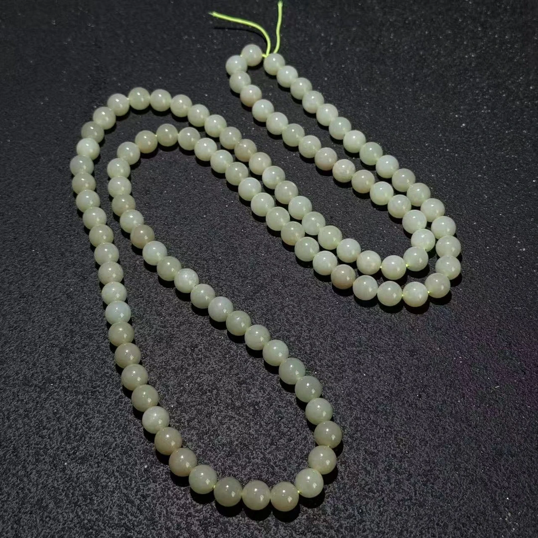 青黄口和田玉珠链D053136-多样性发其一