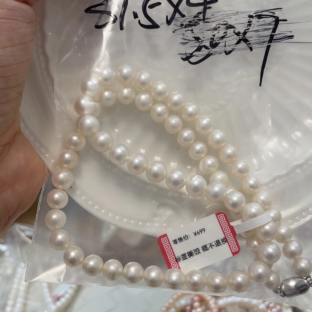 ****优颈饰银S925镶嵌淡水珍珠