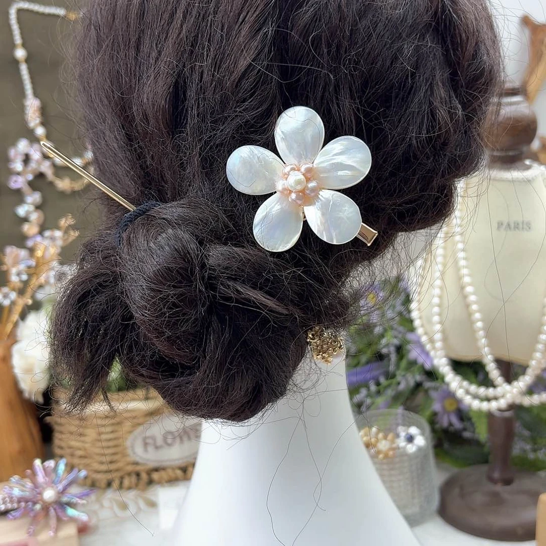 银S925镶嵌淡水珍珠发饰