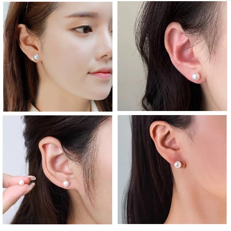 s925银纯银天然淡水珍珠耳钉女简约气质百搭耳环高级感秋冬饰品