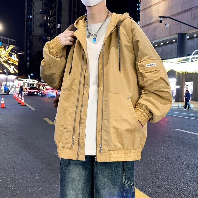 时尚连帽夹克美式高街潮牌酷帅宽松舒适时尚休闲百搭外套ins男装