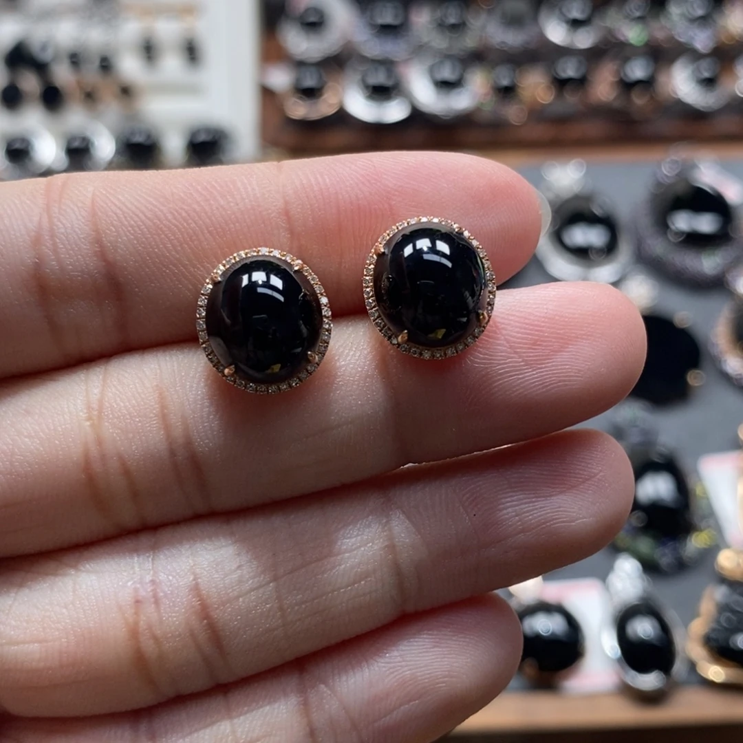 翡翠18K金镶嵌耳饰