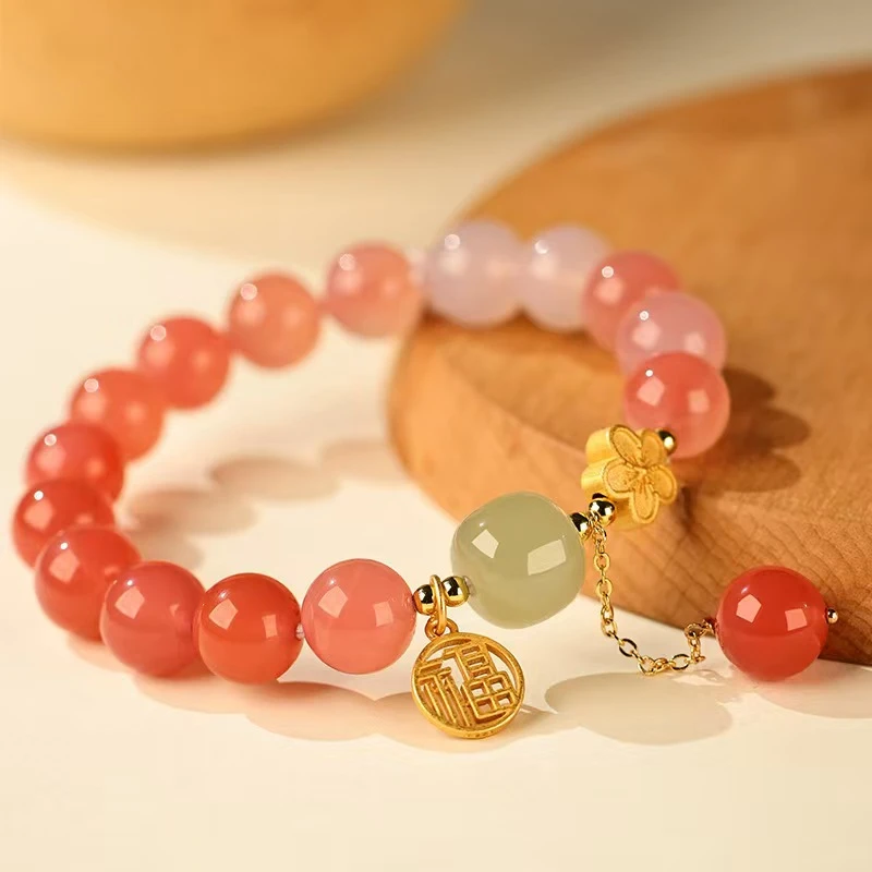 合金琉璃手链 2025新款十里桃花福字手链转运珠国风饰品