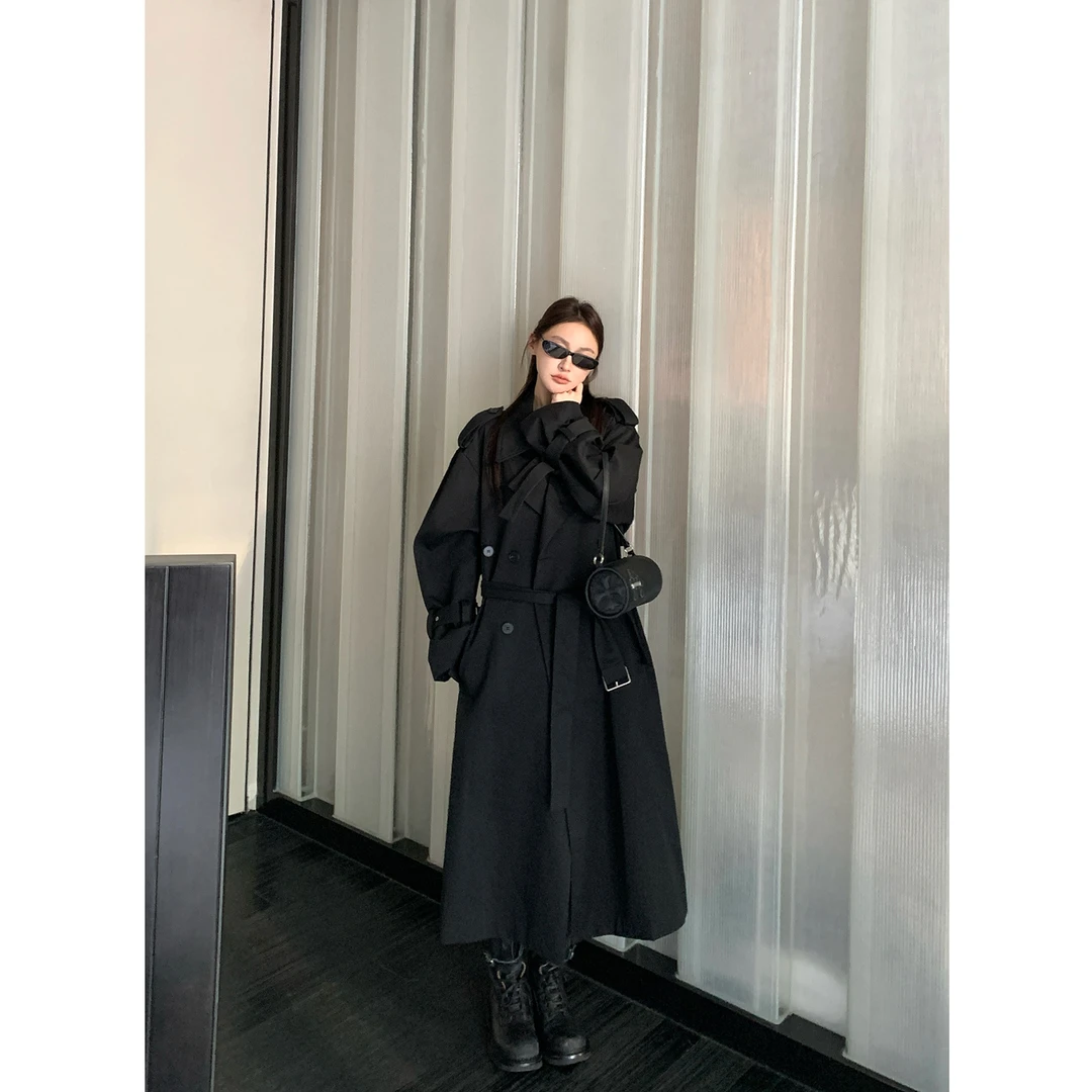 SKKSkk Store 斯林兰卡 小众设计感翻领大衣女复古中长款风衣外套