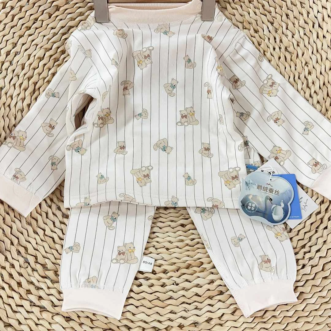 未来星-【061-515高腰款】鹅绒蚕丝肩扣家居服套装