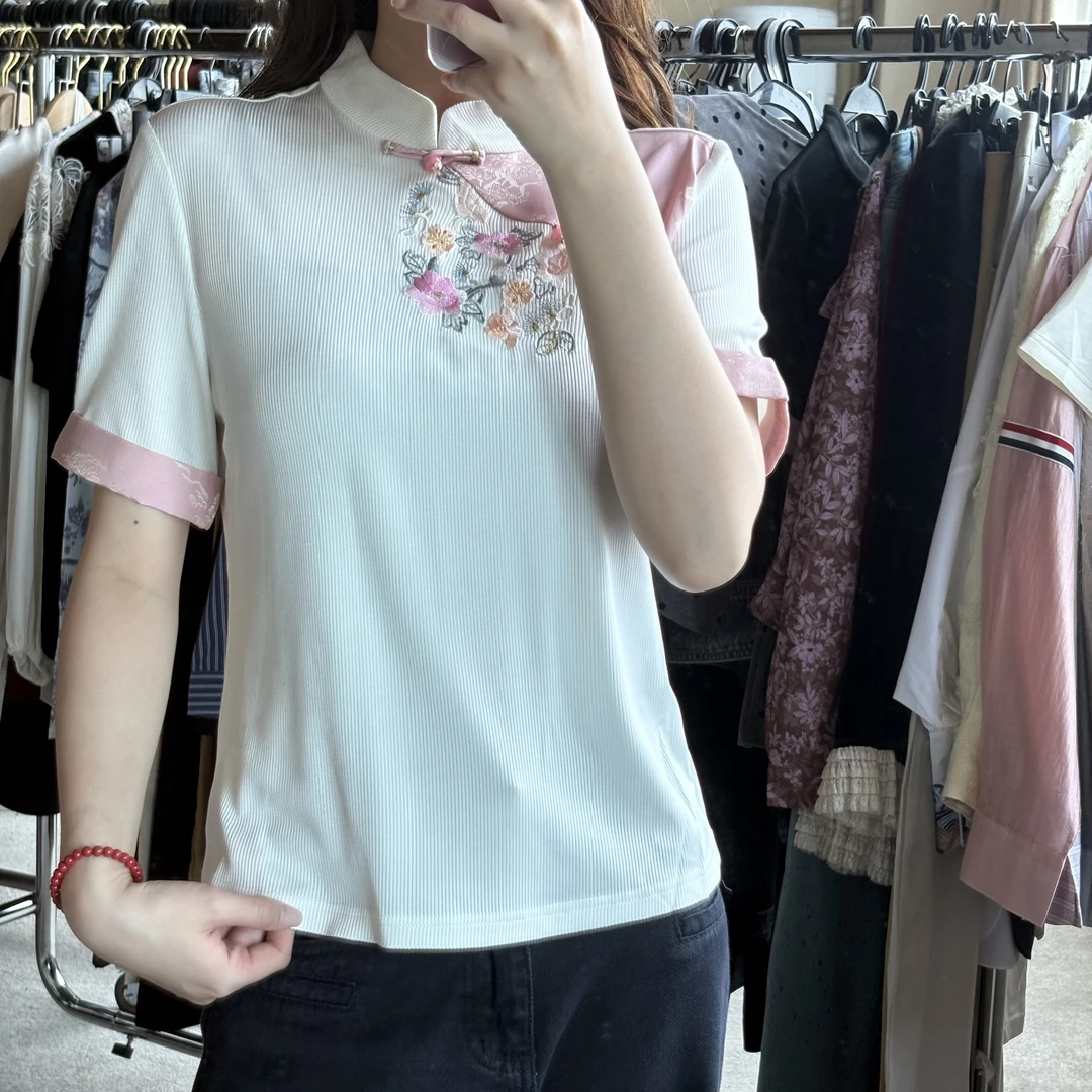 D31189南油爆款国风刺绣短袖