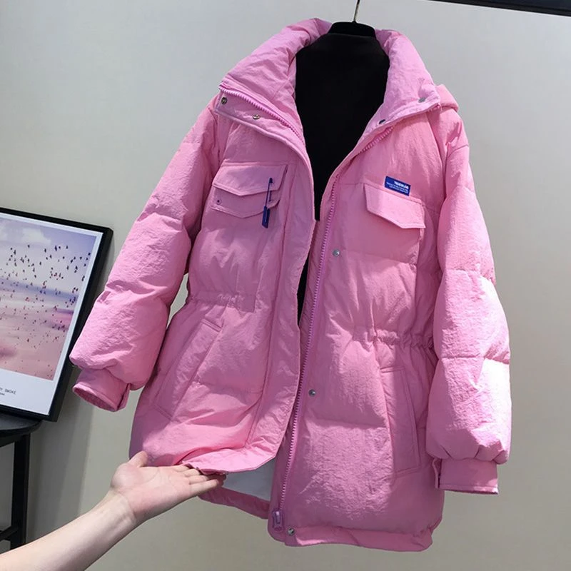 7786冬季新款韩版洋气减龄棉服女时尚大码加绒加厚棉衣外套潮