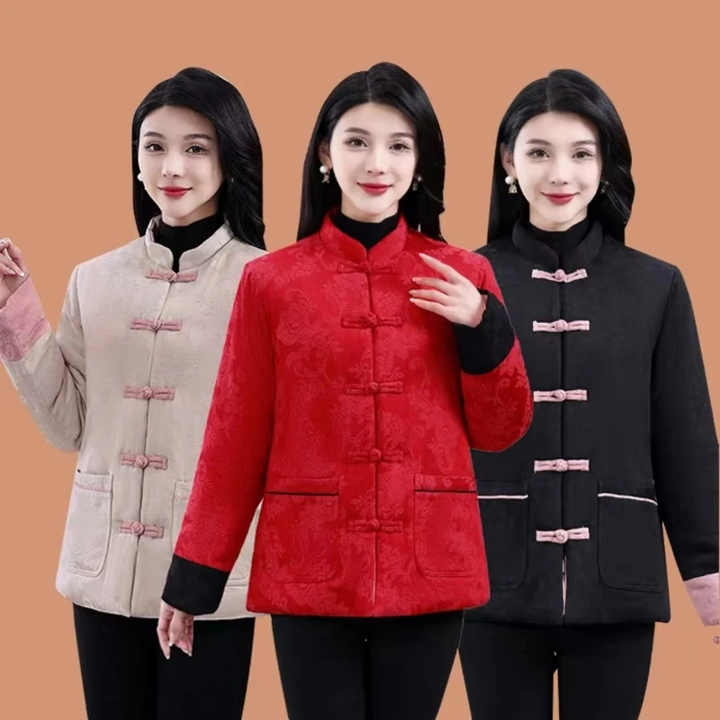 100%新疆长绒棉花棉袄2025过年喜庆衣服手工复古盘扣棉衣中式棉服
