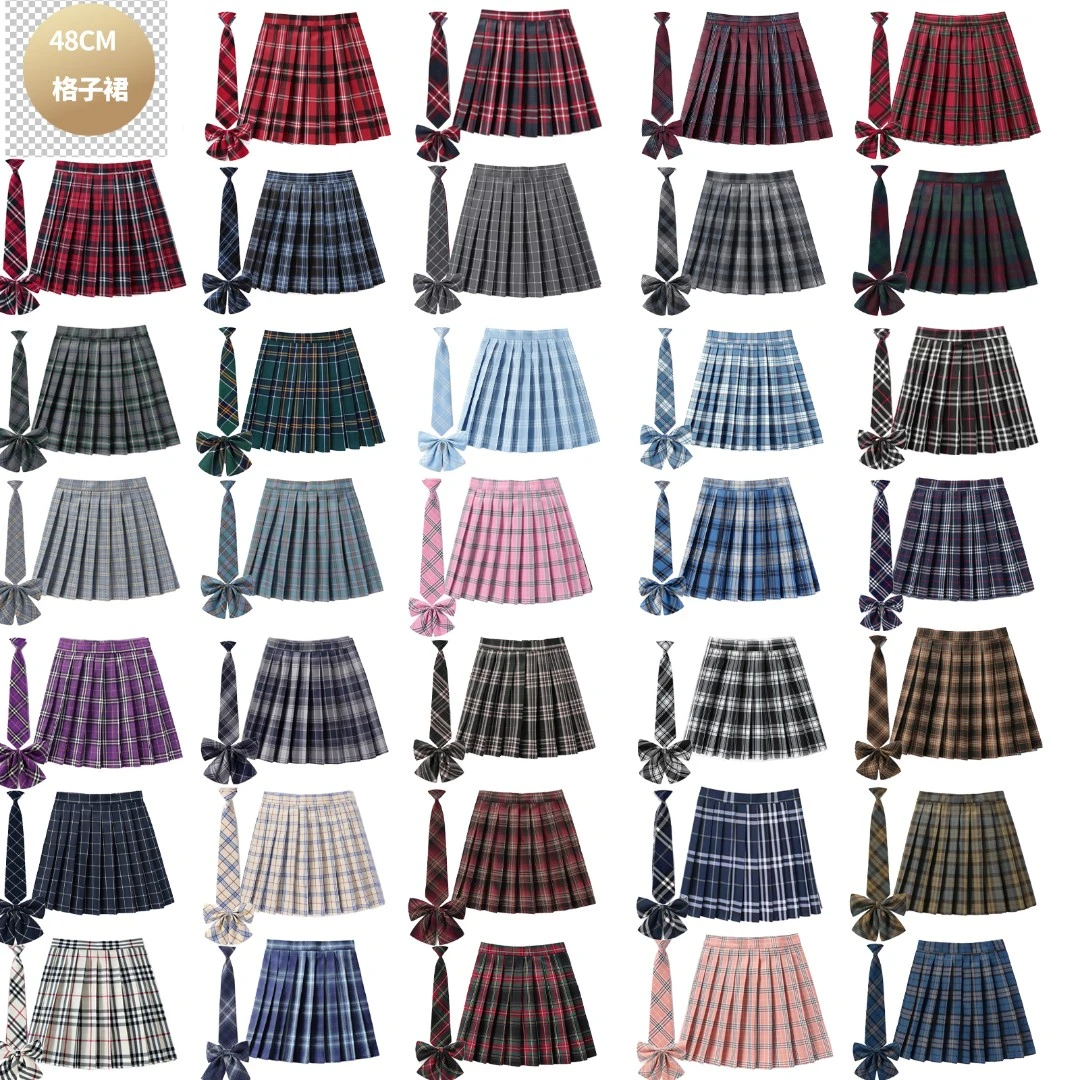 48CM裙长夏季学院JK制服百折班校服表演合唱高腰百搭短裙半身格裙